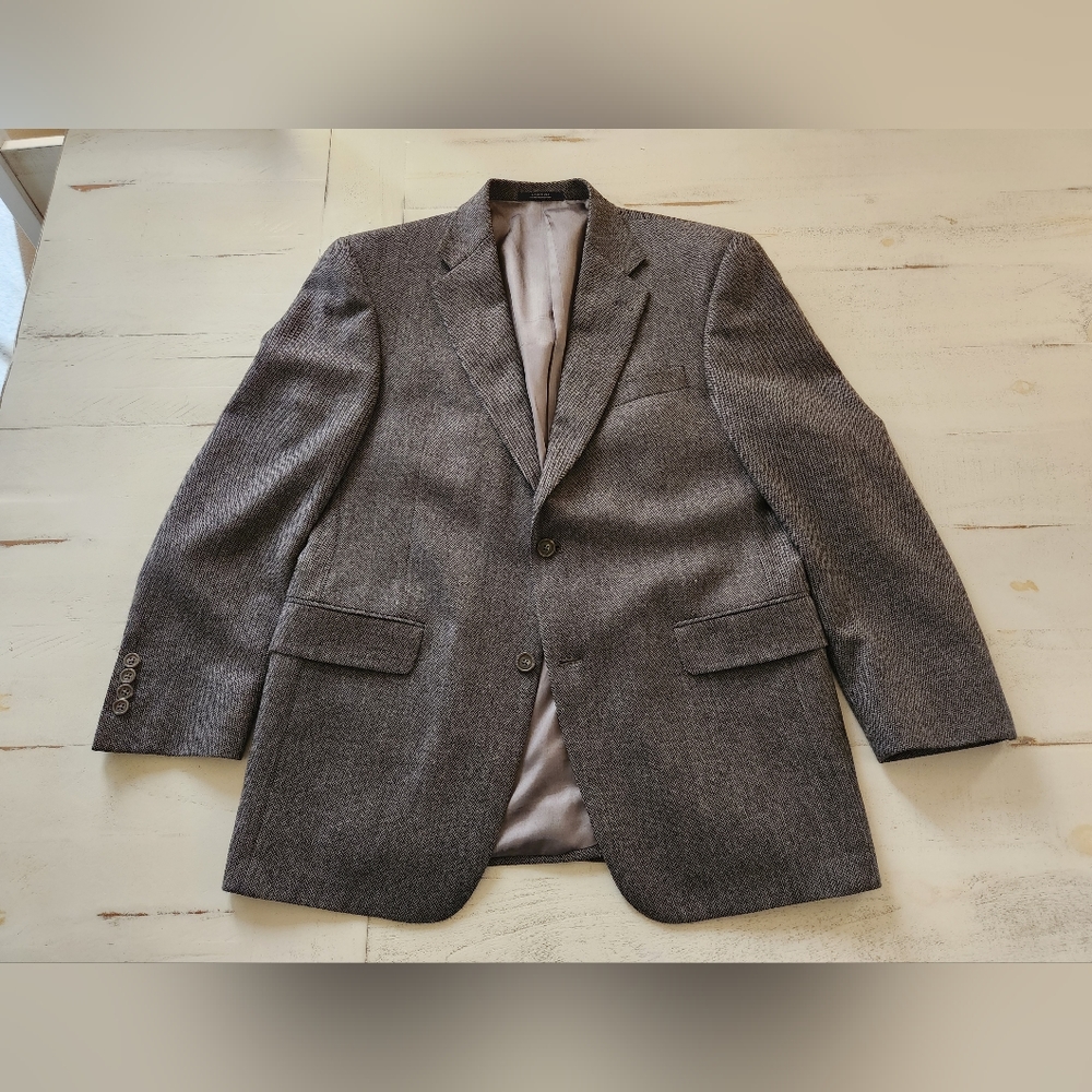 Hart Schaffner Marx Herringbone Sport Coat Blazer Grey Size 40S